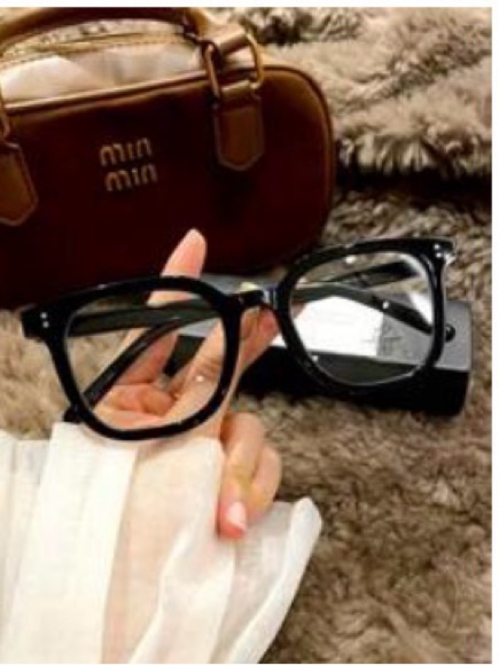 Black Oversized Square Blue light Glasses With Case
